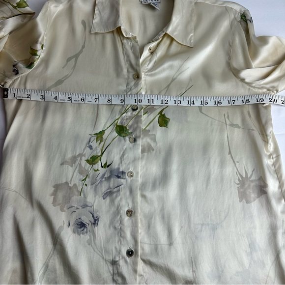 Vintage 100% Silk Blouse Women’s Medium Button Up Shirt Allison Taylor Floral - Picture 3 of 7